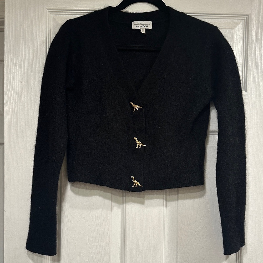 &Other Stories Black Cardigan with Gold Buttons